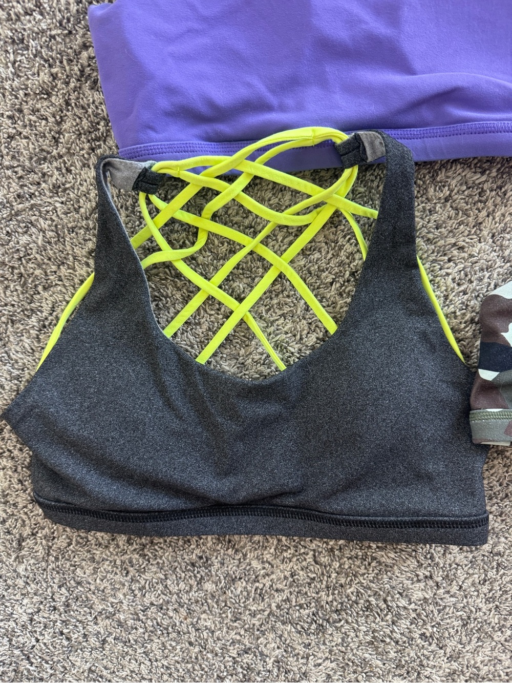 Mixed Women's Sports Bras Set - Purple, Black, Camo, Red, Teal Accents - Picture 2 of 8